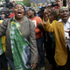 Protesters outside Pretoria's North Gauteng High Court on the opening day of South African Paralympian star Oscar Pistorius' murder trial, March 3, 2014
ALEXANDER JOE/AFP/Getty Images